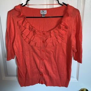 Worthington Womens Size PL Orange Cardigan